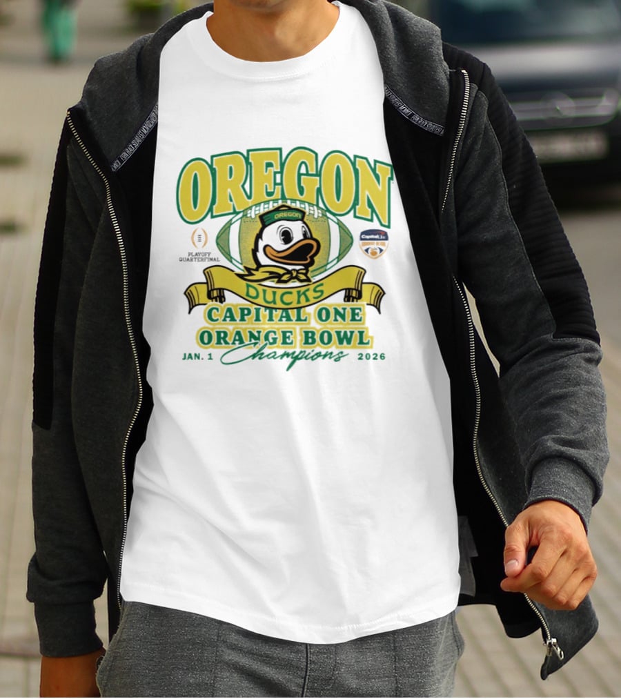 Oregon Ducks Capital One Orange Bowl Champions January 1 2026 T-Shirt