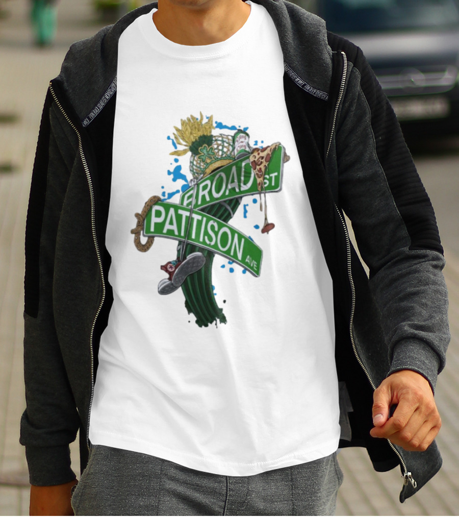 Philadelphia Eagles Broad St Pattison Ave Street Signs Pizza Cheesesteak Sunflower Clover T-Shirt
