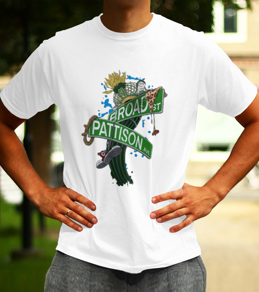 Philadelphia Eagles Broad St Pattison Ave Street Signs Pizza Cheesesteak Sunflower Clover T-Shirt