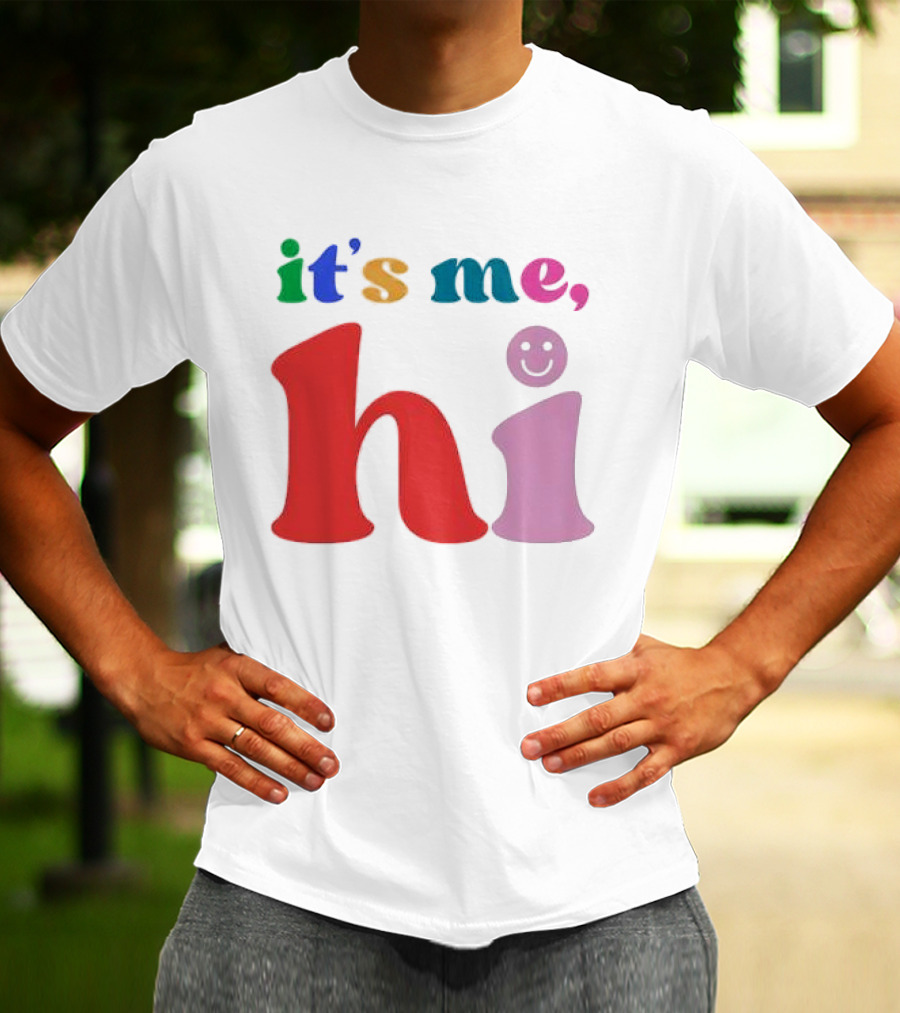 It's Me Hi Colorful Text With Smiley Face T-Shirt