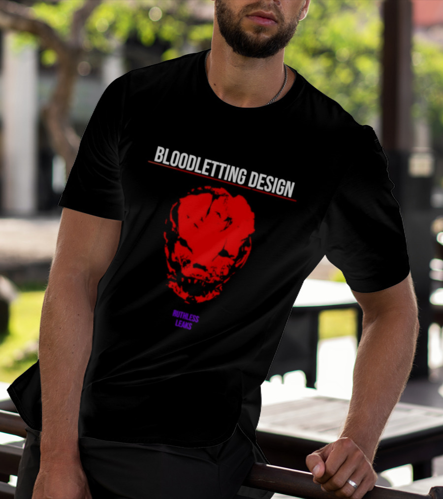 Bloodletting Red Ruthless Leaks Skull T-Shirt