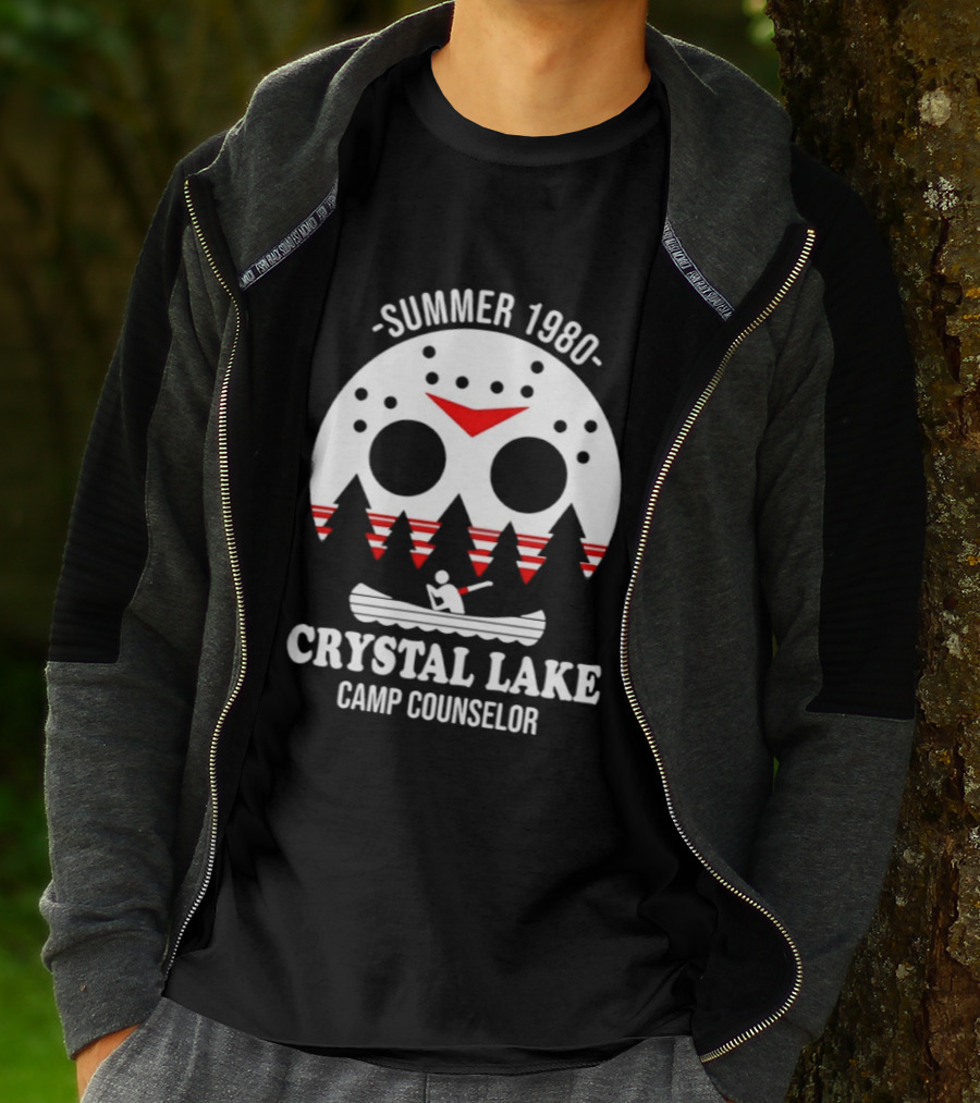 Jason Voorhees Summer 1980 Crystal Lake Camp Counselor Canoe Mask Retro Horror T-Shirt