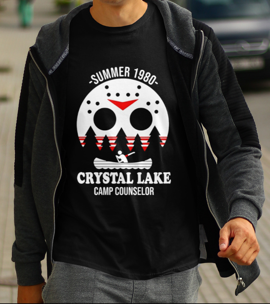 Jason Voorhees Summer 1980 Crystal Lake Camp Counselor Canoe Mask Retro Horror T-Shirt