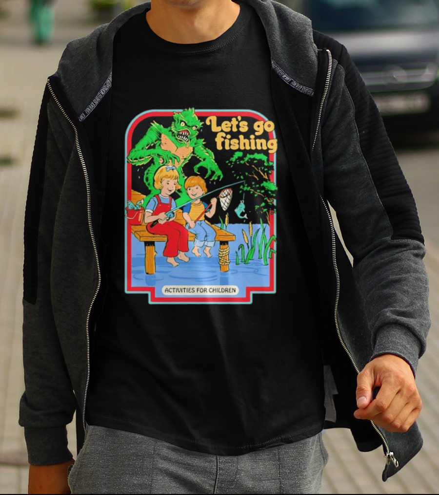 Let's Go Fishing Activities For Children Monster And Pond Adventure T-Shirt