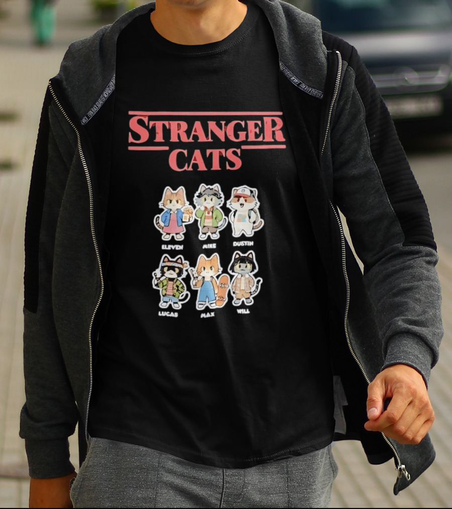 Stranger Cats Eleven Mike Dustin Lucas Max Will Characters T-Shirt
