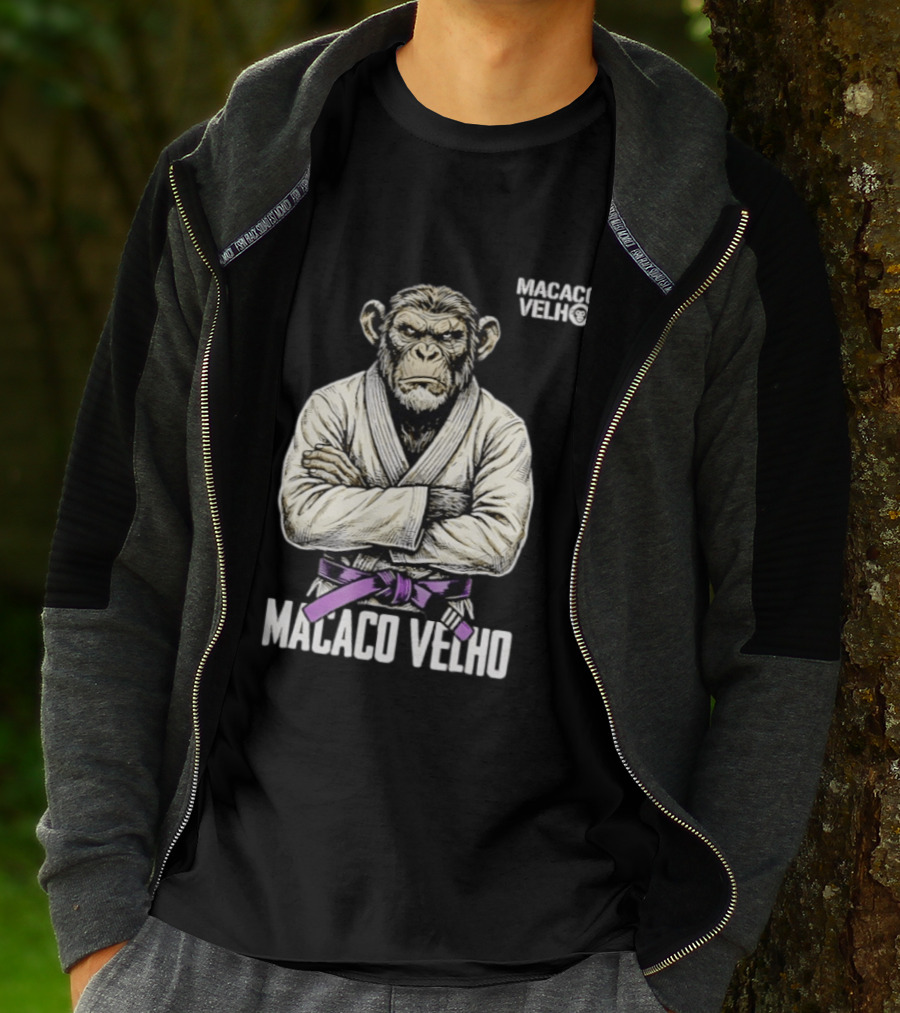 Monkey Macaco Velho Jiu Jitsu Purple Belt Seasoned Grappler T-Shirt