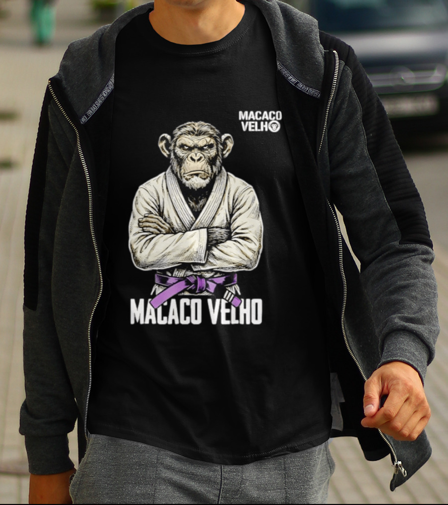 Monkey Macaco Velho Jiu Jitsu Purple Belt Seasoned Grappler T-Shirt