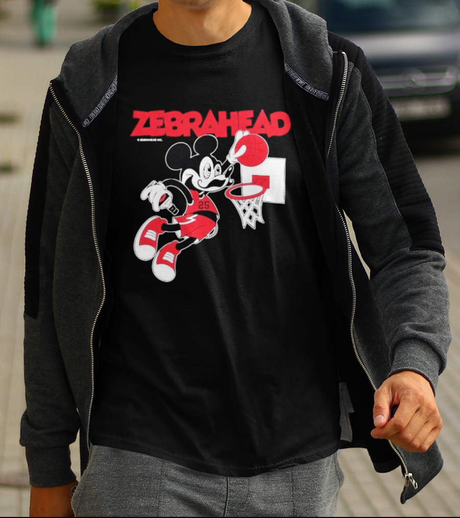 Zebrahead Mickey Mouse Slam Dunk Basketball 25 Retro Cartoon T-Shirt