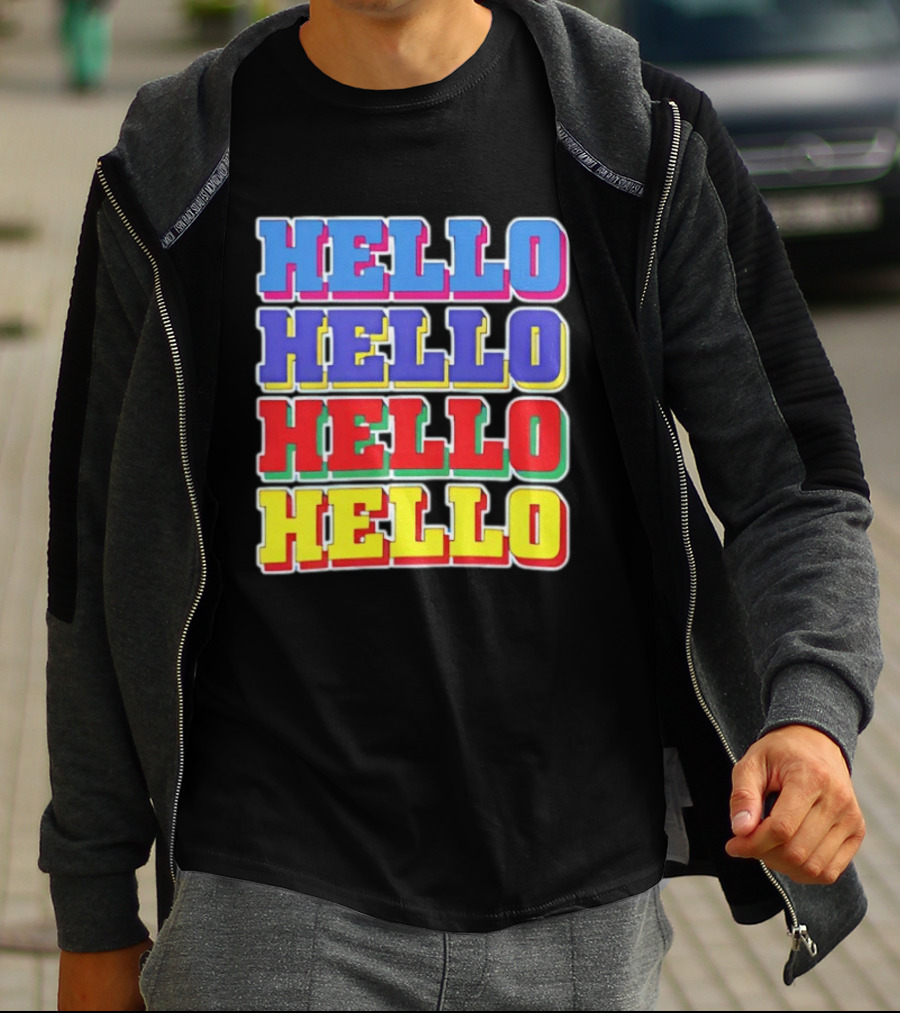 Hello Hello Hello Hello Colorful Multicolor T-Shirt