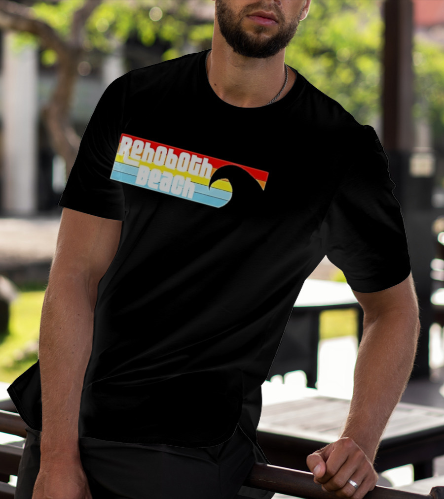 Rehoboth Beach Vintage Rainbow Wave T-Shirt