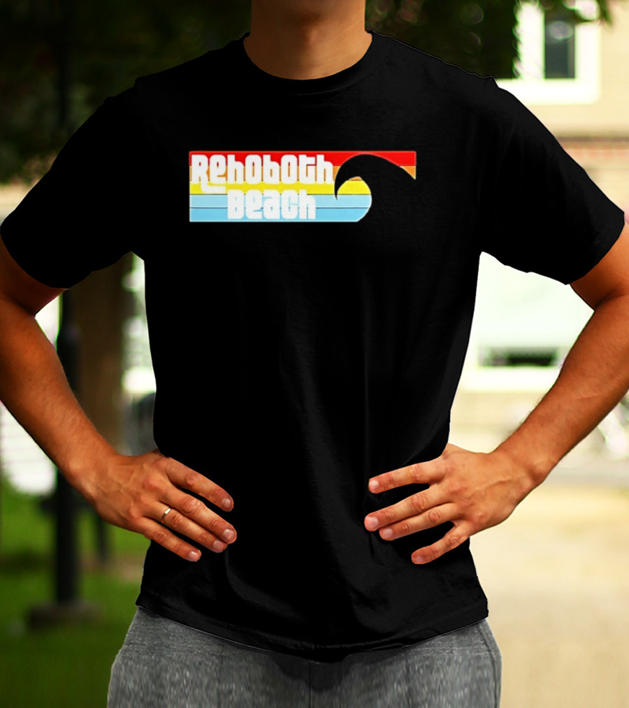 Rehoboth Beach Vintage Rainbow Wave T-Shirt
