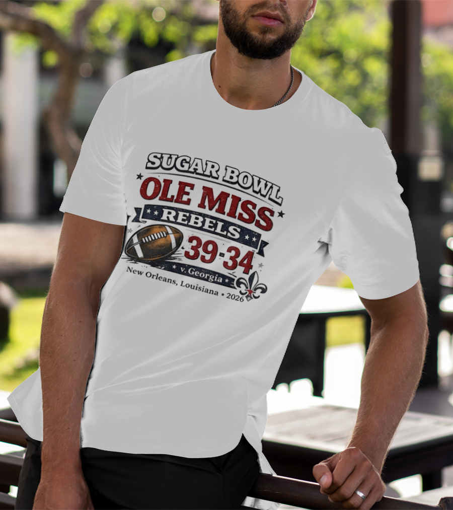 Sugar Bowl Ole Miss Rebels 39 34 Georgia New Orleans 2026 T-Shirt
