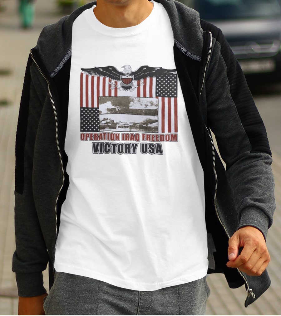 Operation Iraq Freedom Victory USA American Flag Eagle T-Shirt