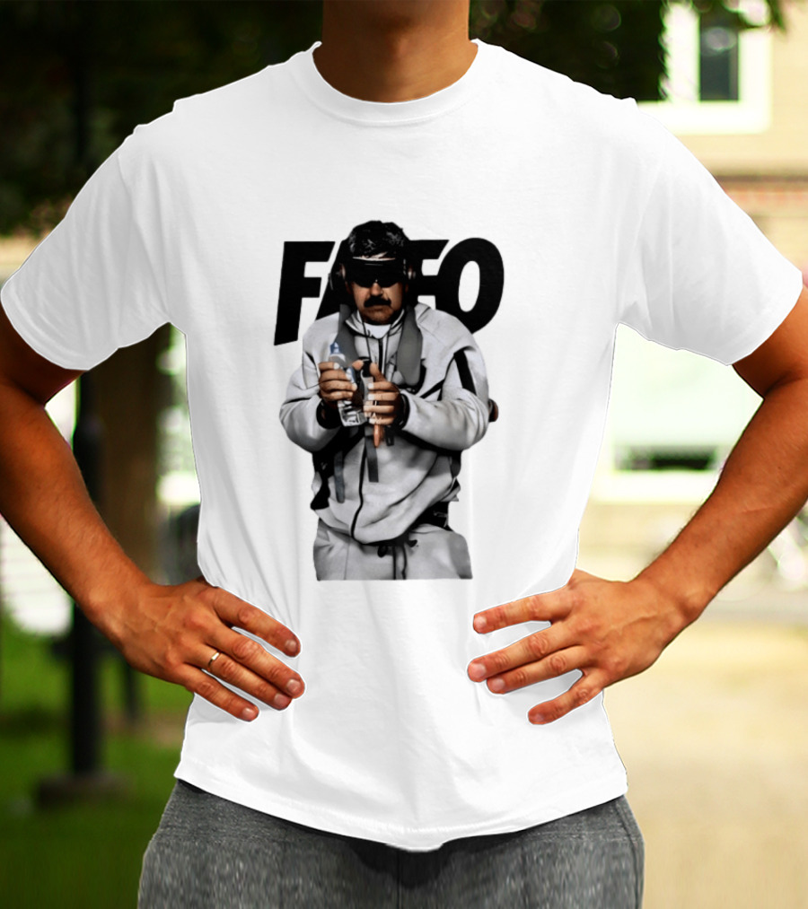 FAFO Nicolas Maduro In White Tracksuit And Sunglasses Holding Water Bottle T-Shirt