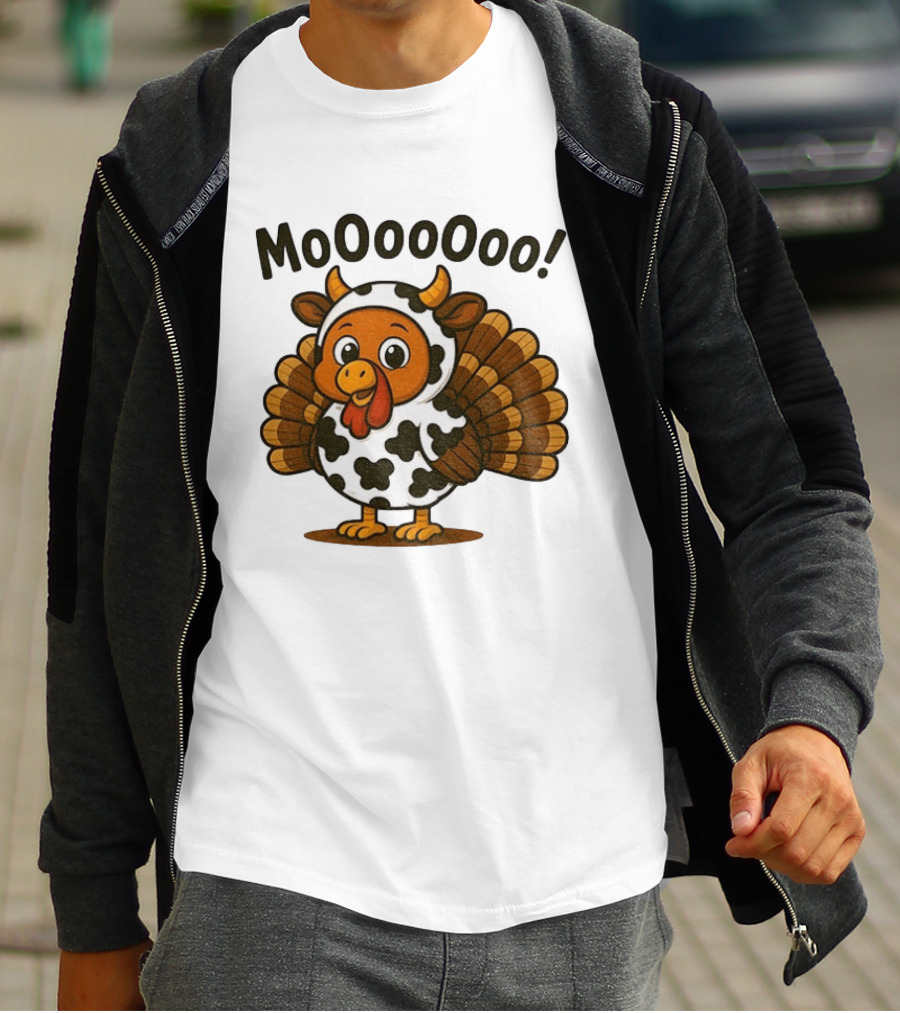 Mooooooo Thanksgiving Cow Turkey Humor T-Shirt