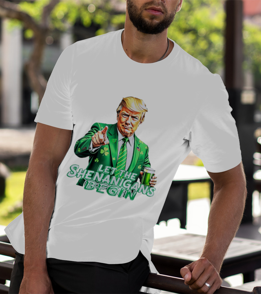 Let The Shenanigans Begin Green Suit And Beer St. Patrick's Day T-Shirt