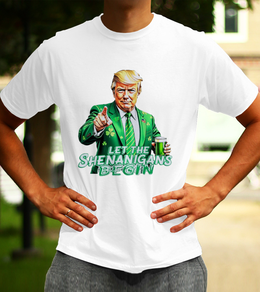 Let The Shenanigans Begin Green Suit And Beer St. Patrick's Day T-Shirt