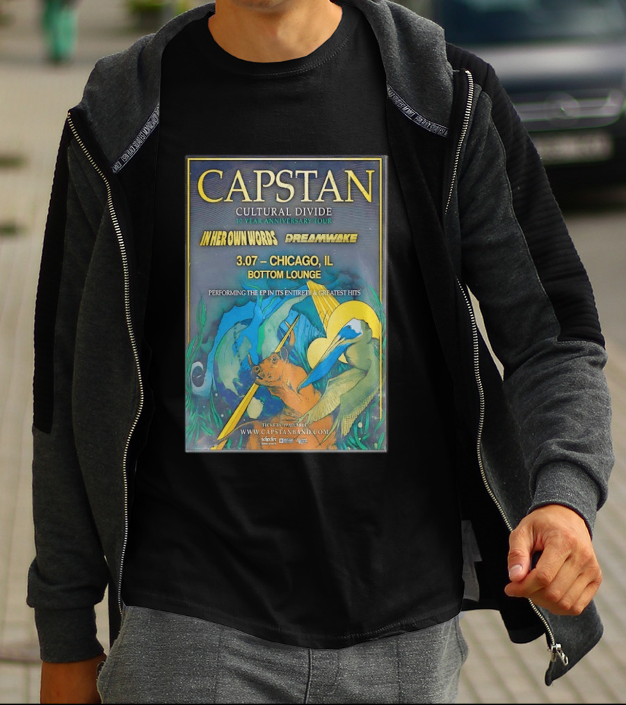 CAPSTAN Cultural Divide Tour Chicago Bottom Lounge March 7 2026 In Her Own Words Dreamwake Concert T-Shirt