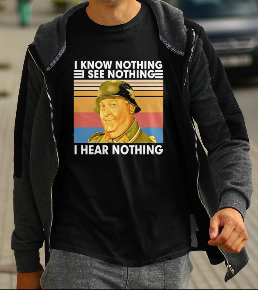 Sergeant Schultz Vintage I Know Nothing I See Nothing I Hear Nothing T-Shirt