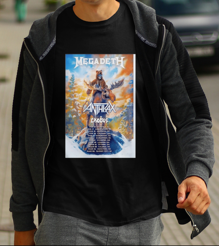 Megadeth Anthrax Exodus Tour Canada 2026 Dates And Locations T-Shirt