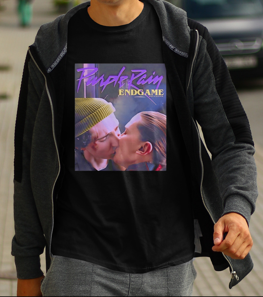 Purple Rain Endgame Mike Eleven Kissing Stranger Things T-Shirt
