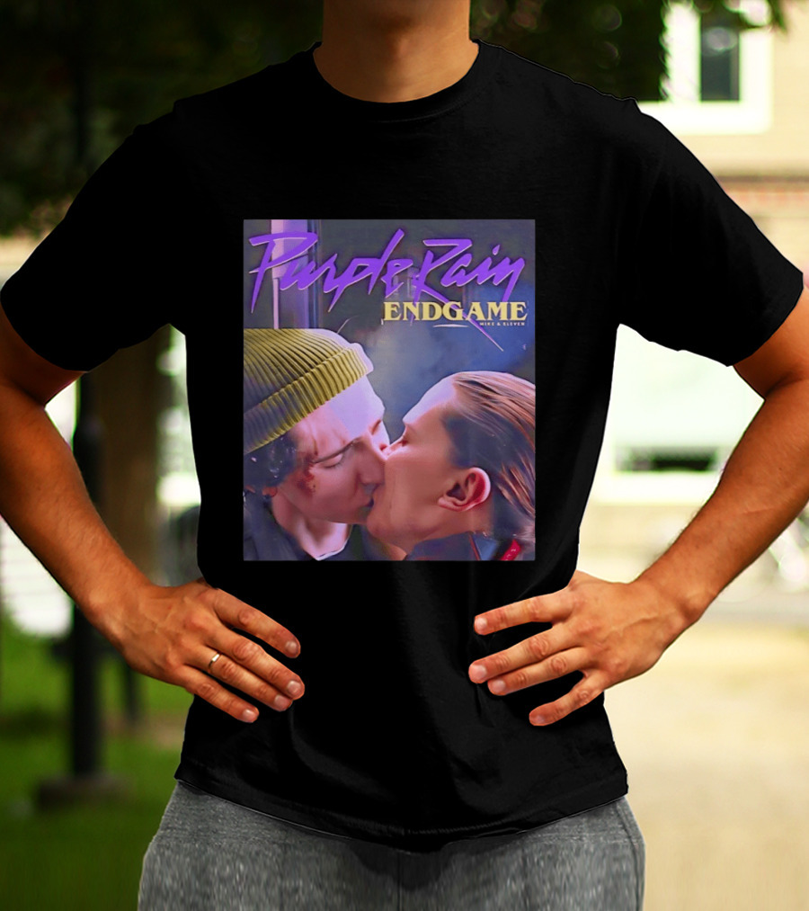 Purple Rain Endgame Mike Eleven Kissing Stranger Things T-Shirt