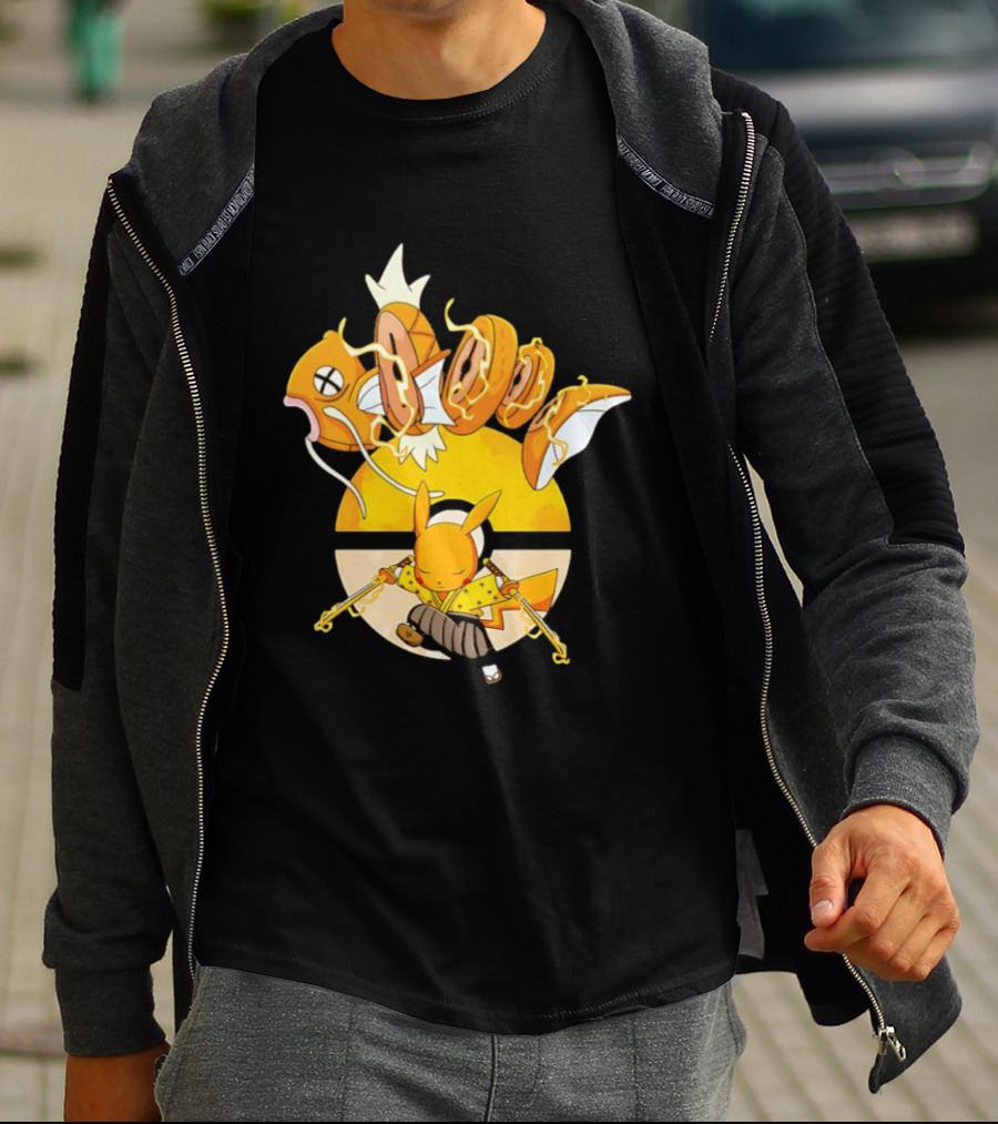 Magikarp And Pikachu Thunder Sashimi Showdown Ultimate Battle T-Shirt
