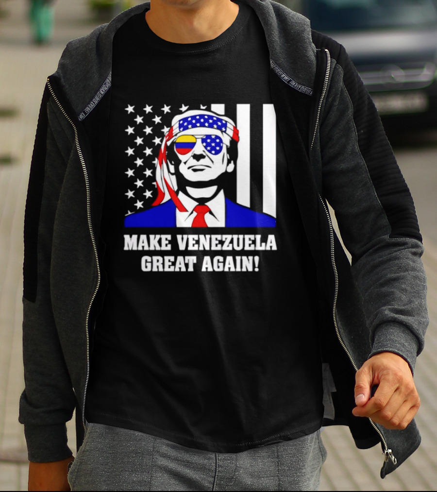 Make Venezuela Great Again 2026 Trump USA Venezuela Flag Glasses T-Shirt