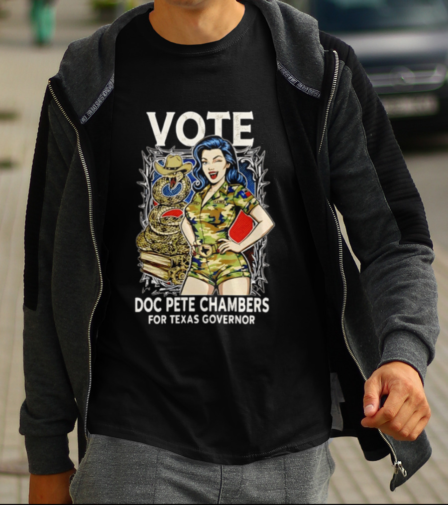 Vote Doc Pete Chambers For Texas Governor Camo Cowgirl Snake T-Shirt