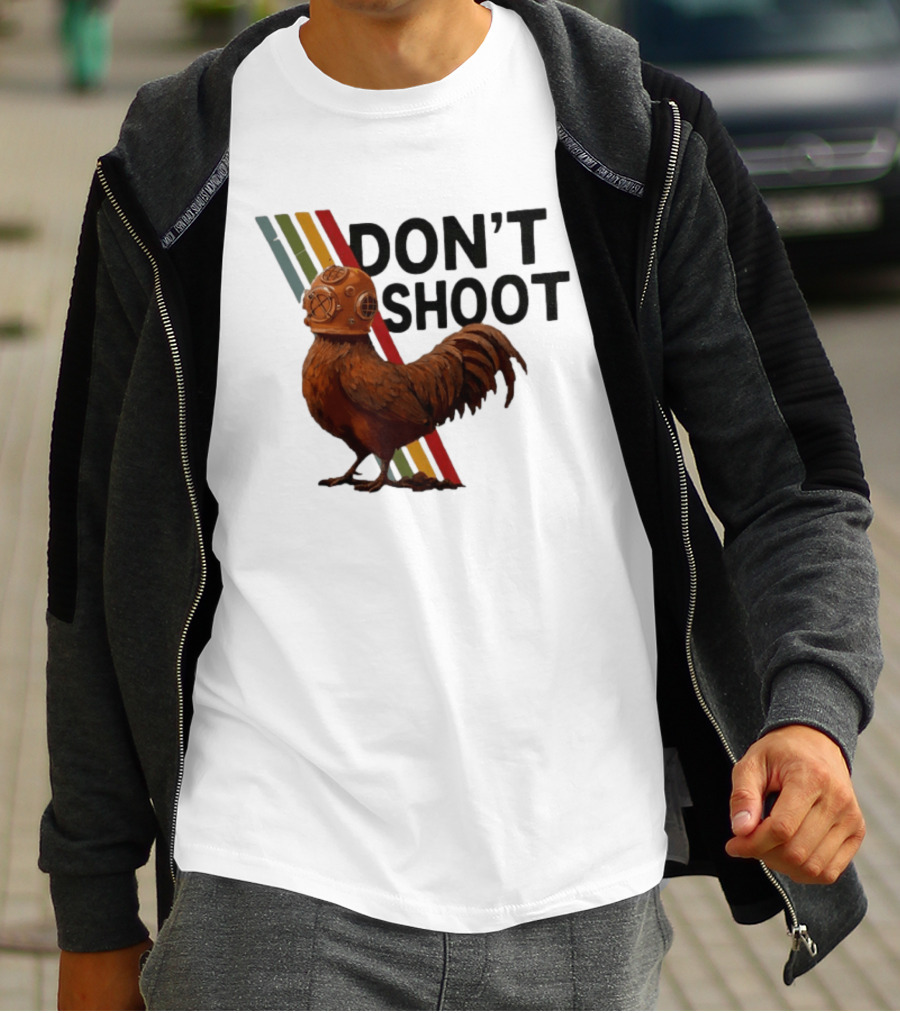 Don't Shoot Chicken Diver Helmet Retro Stripes T-Shirt