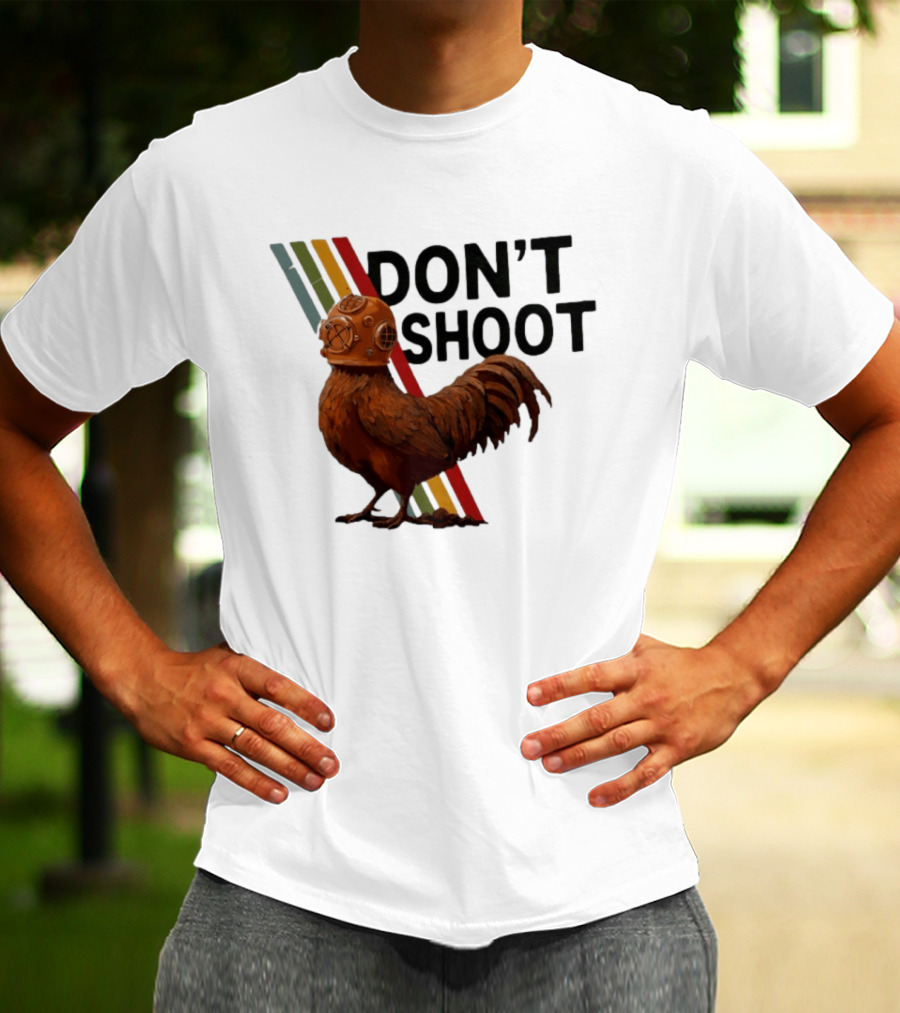 Don't Shoot Chicken Diver Helmet Retro Stripes T-Shirt