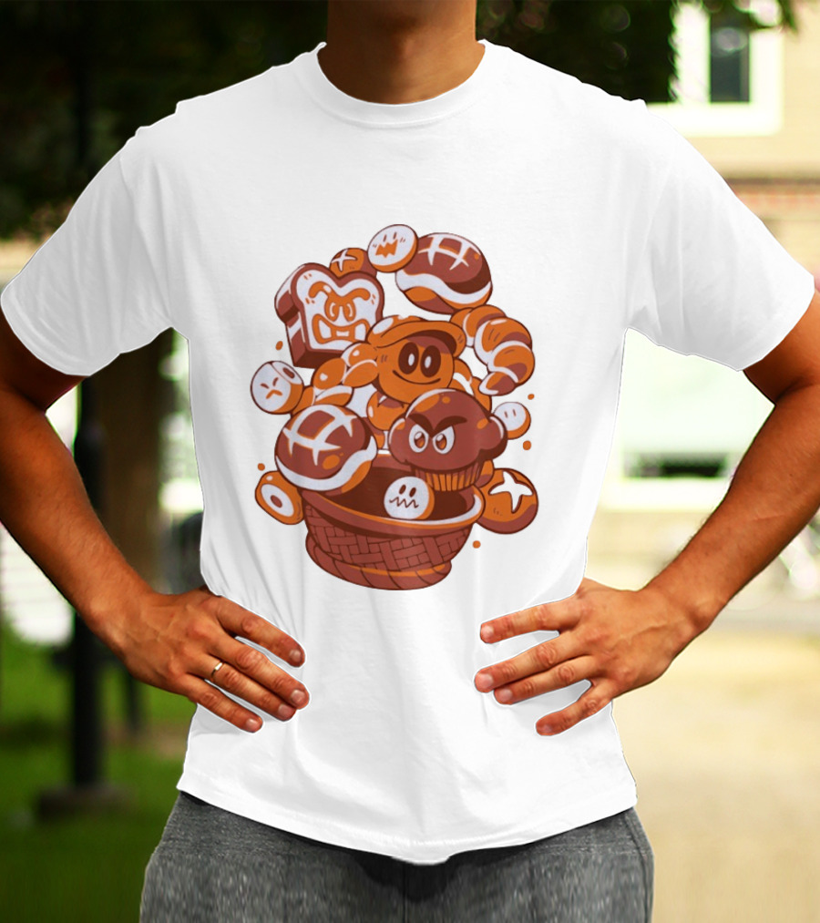 Enemies And Breads Angry Toast And Muffin Characters Basket T-Shirt