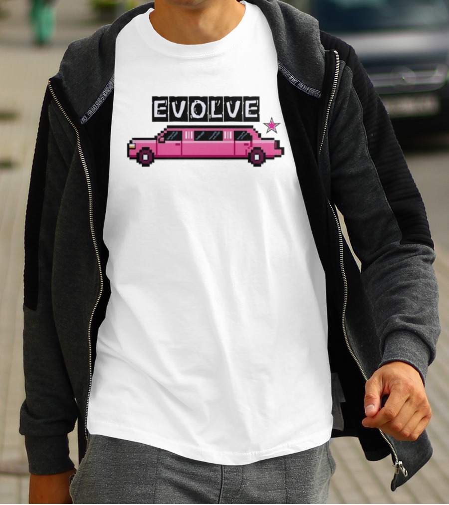 Evolve Pixel Art Pink Limousine Retro Star T-Shirt