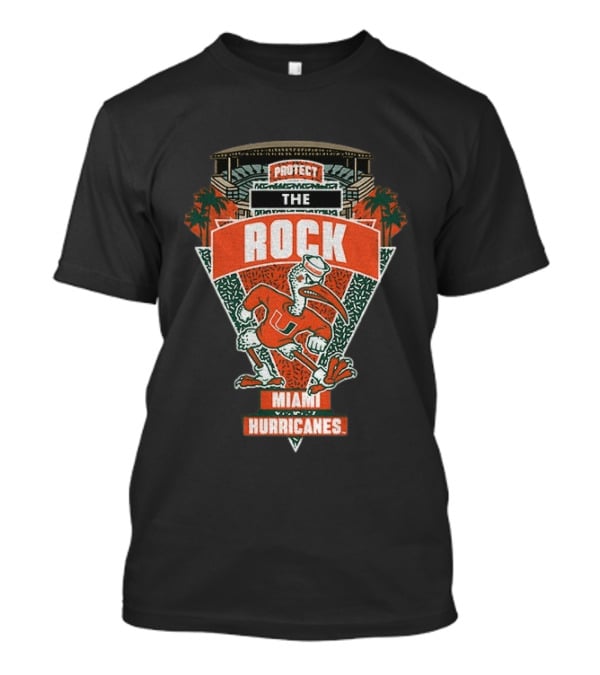 Protect The Rock Miami Hurricanes Football Iconic Mascot Stadium T-Shirt