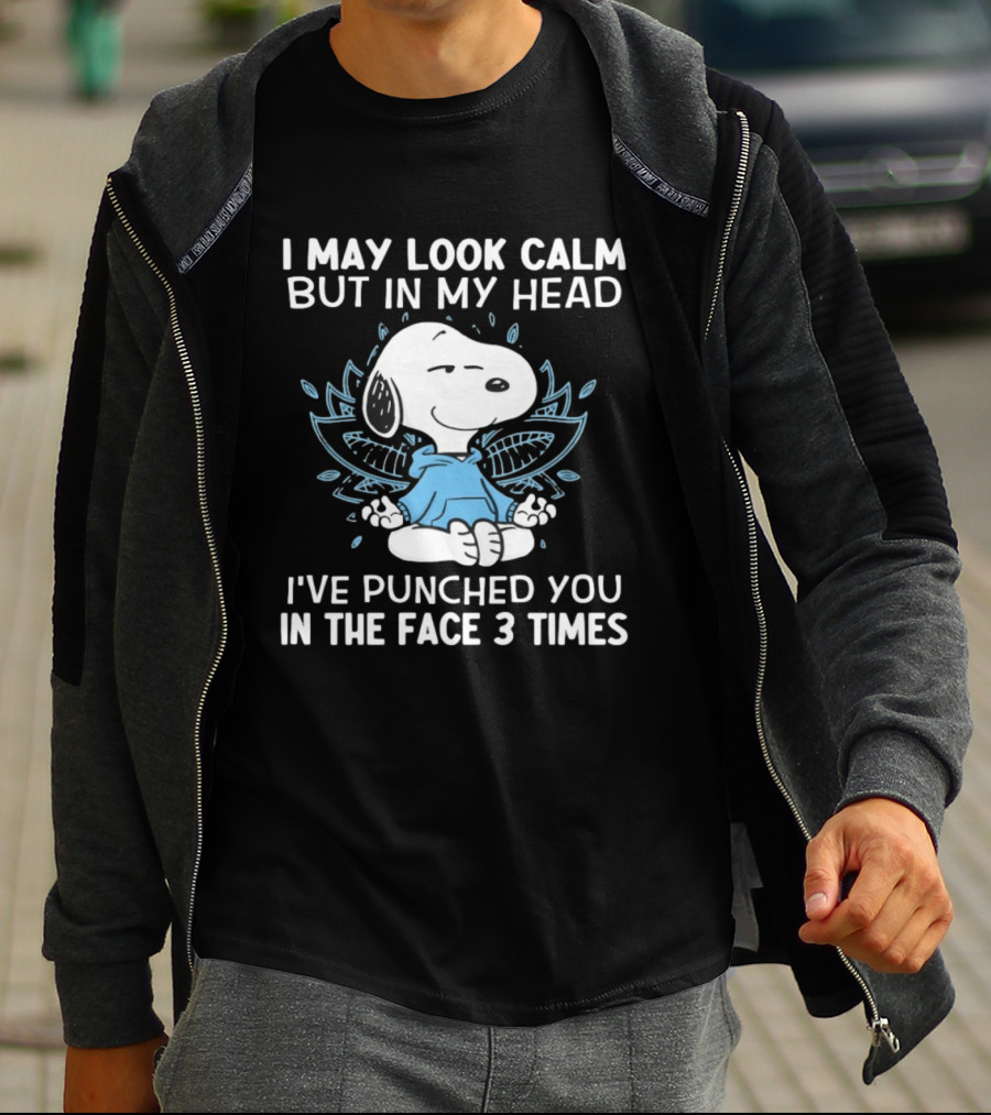 Snoopy I May Look Calm But In My Head I’ve Punched You In The Face 3 Times T-Shirt