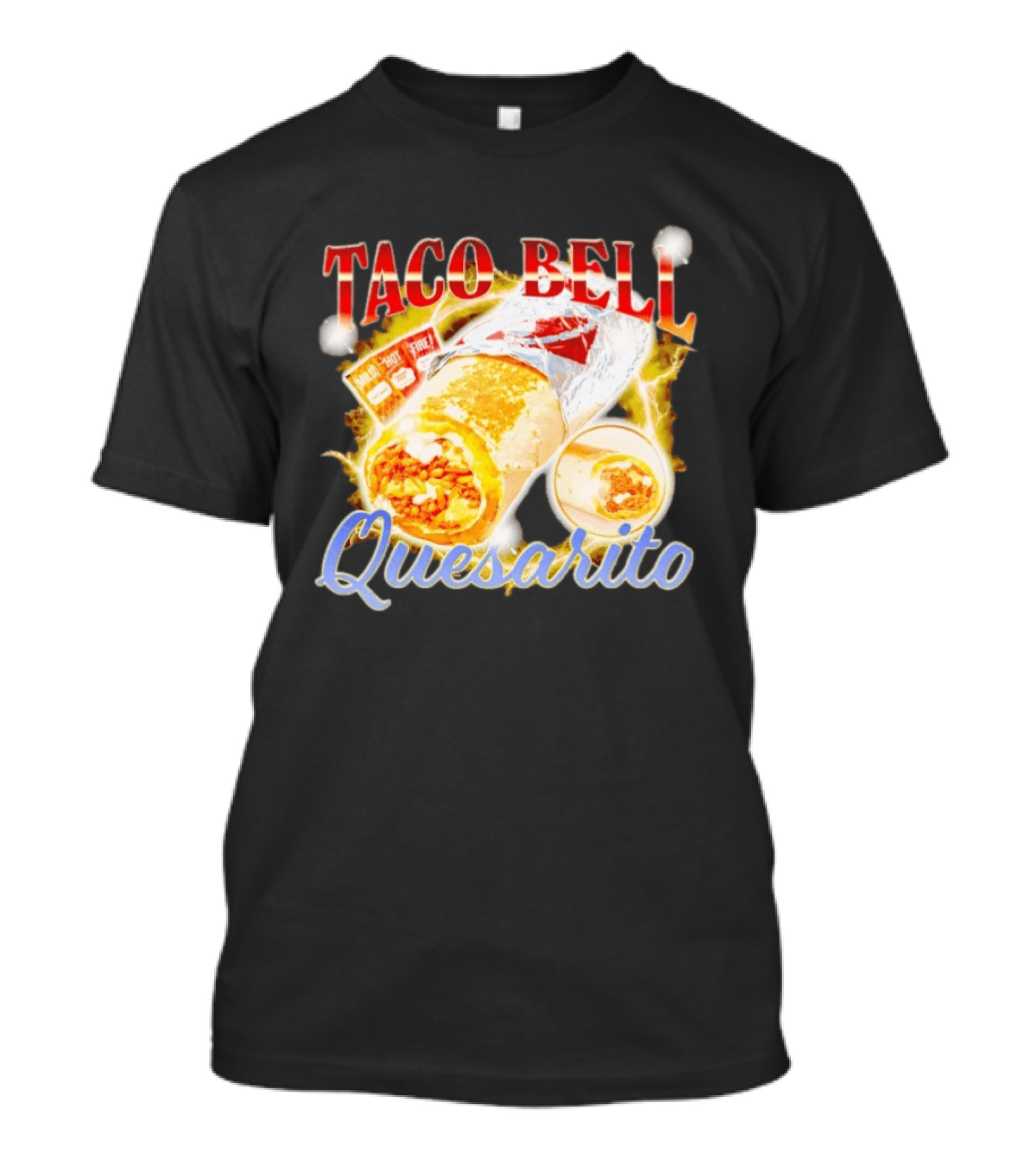 Taco Bell Quesarito Bold Text Fiery T-Shirt