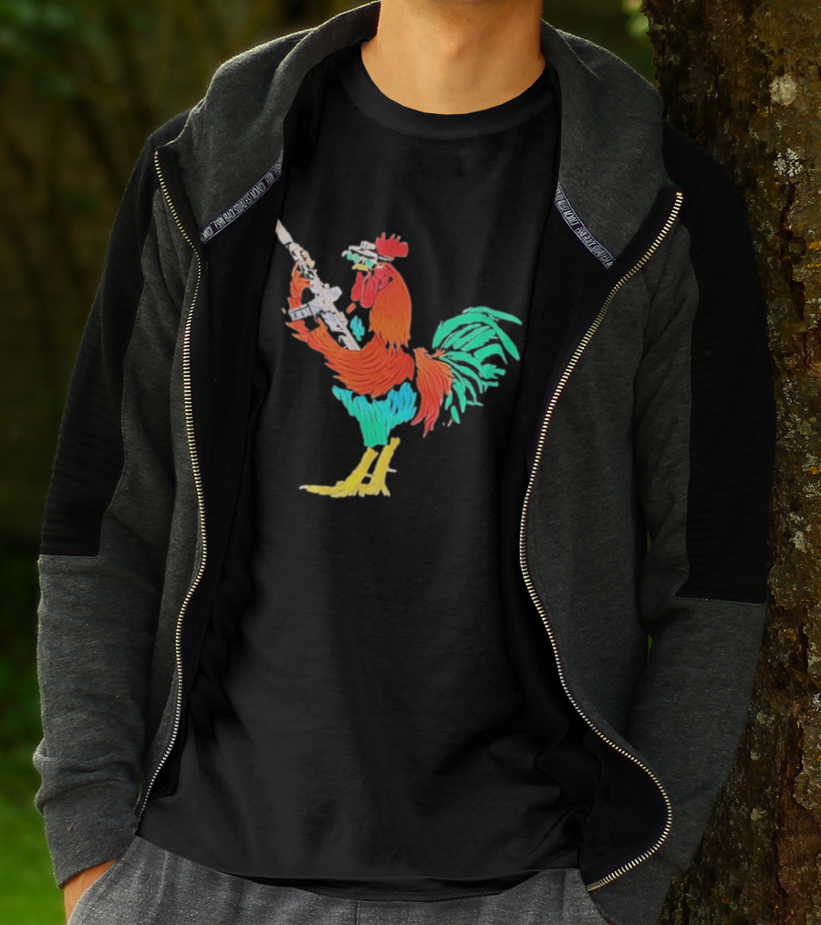 Tactical Rooster Holding Weapon T-Shirt