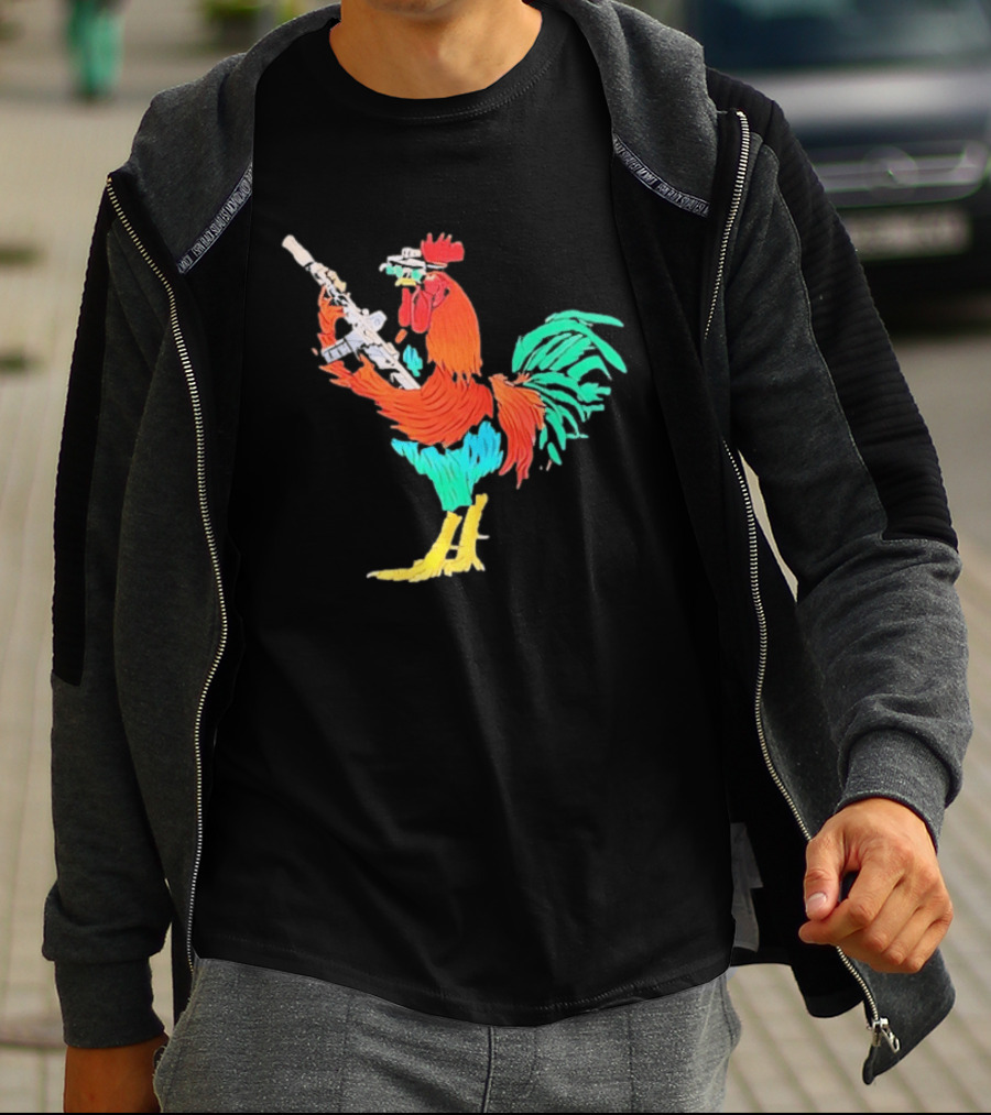 Tactical Rooster Holding Weapon T-Shirt