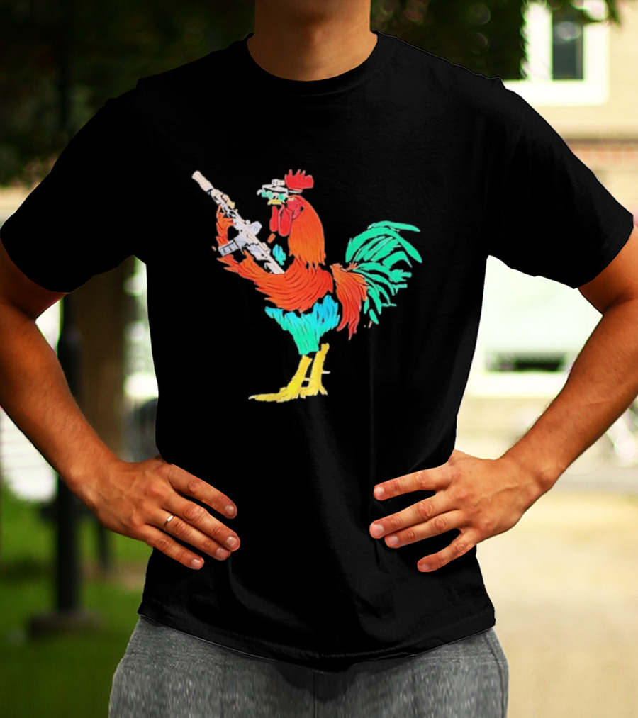 Tactical Rooster Holding Weapon T-Shirt