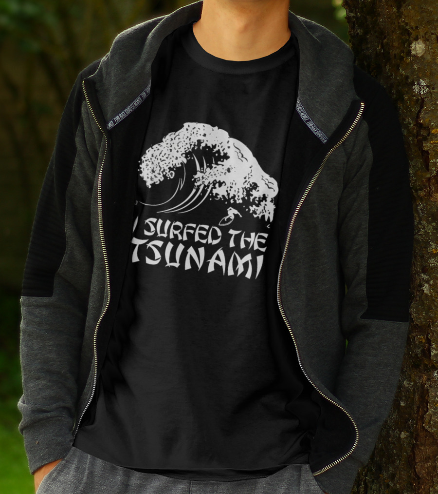 I Surfed The Tsunami Wave Adventure Surfer T-Shirt