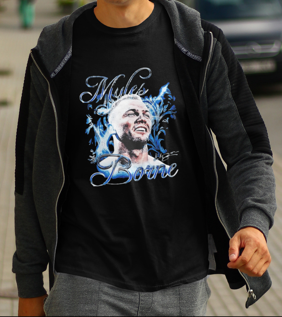 WWE Myles Borne Retro Blue Script Signature T-Shirt