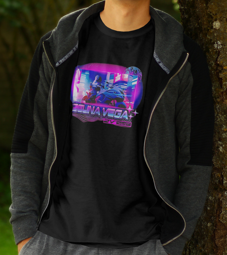 WWE Zelina Vega 2V Motorcycle Neon City T-Shirt