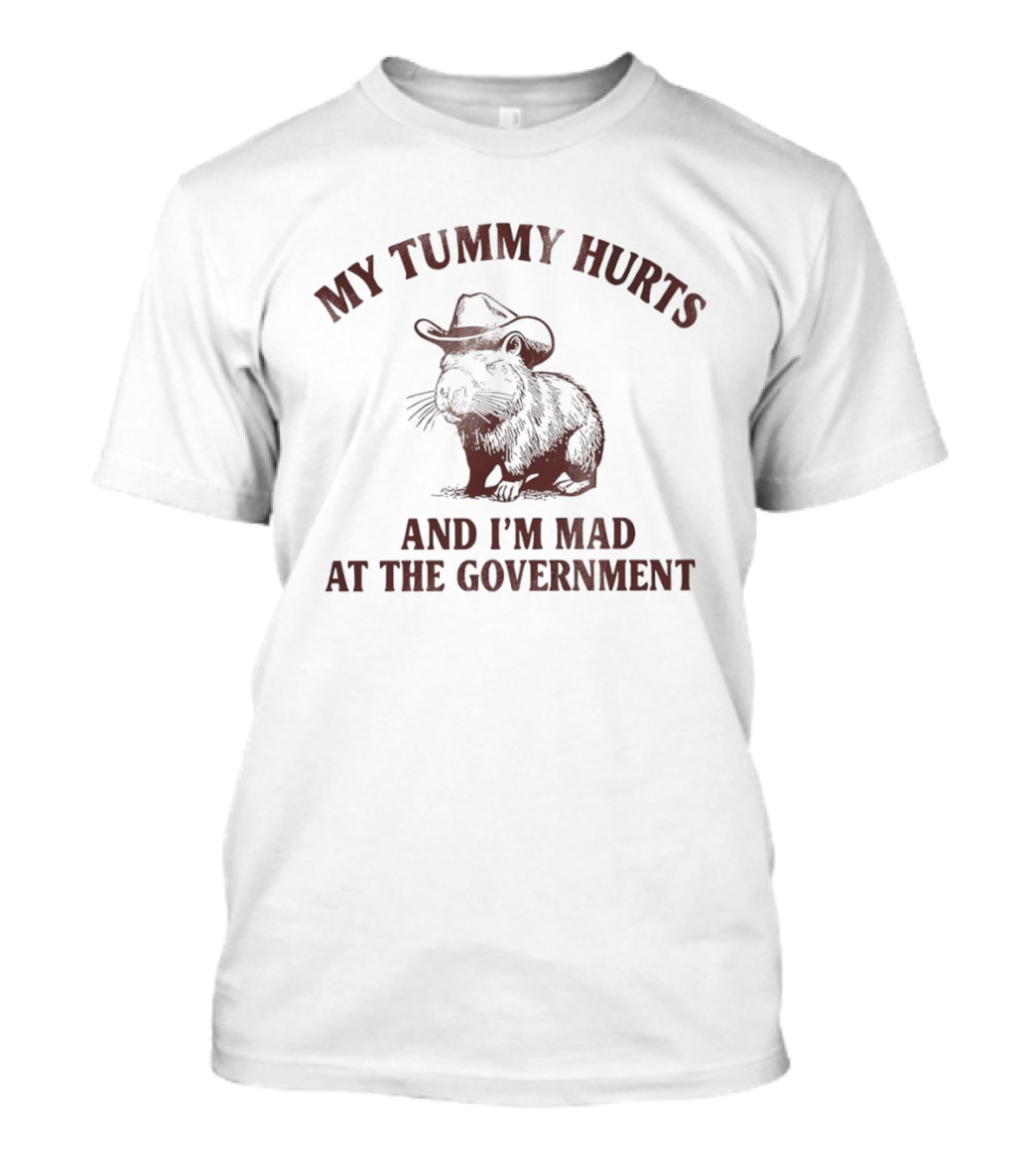 My Tummy Hurts Capybara I'm Mad At The Government Cowboy Hat T-Shirt