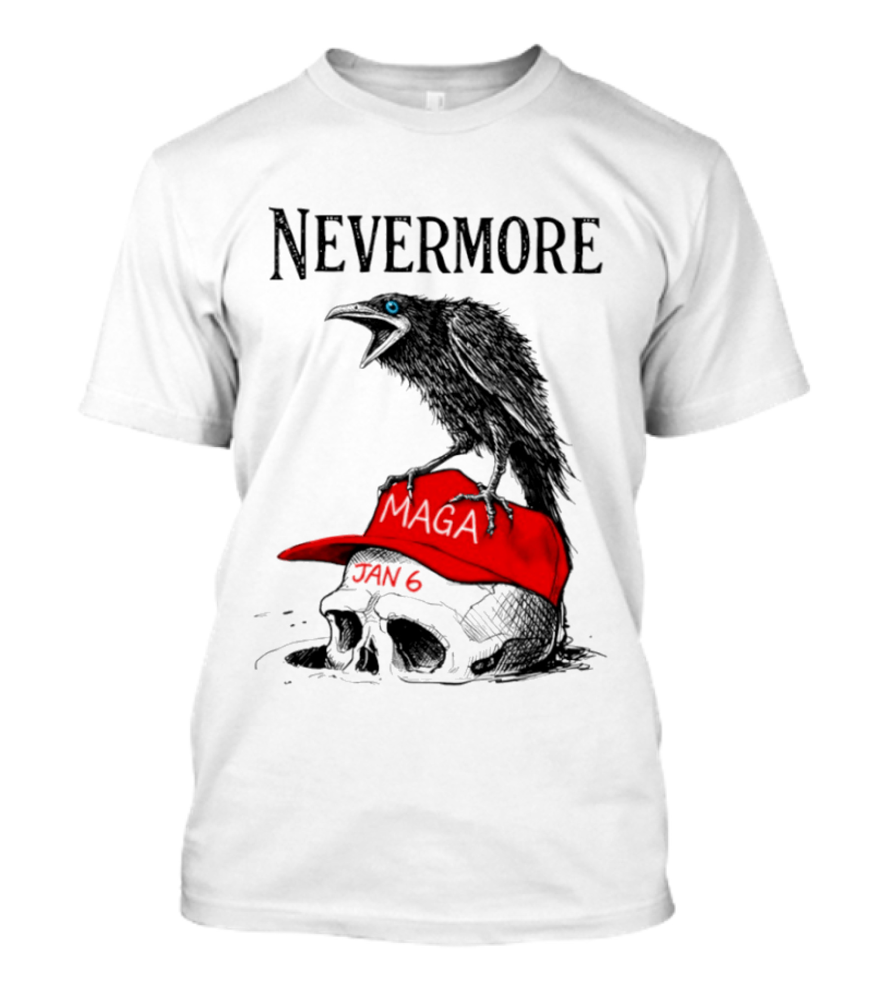 Nevermore Crow Maga January 6 Red Hat Skull T-Shirt