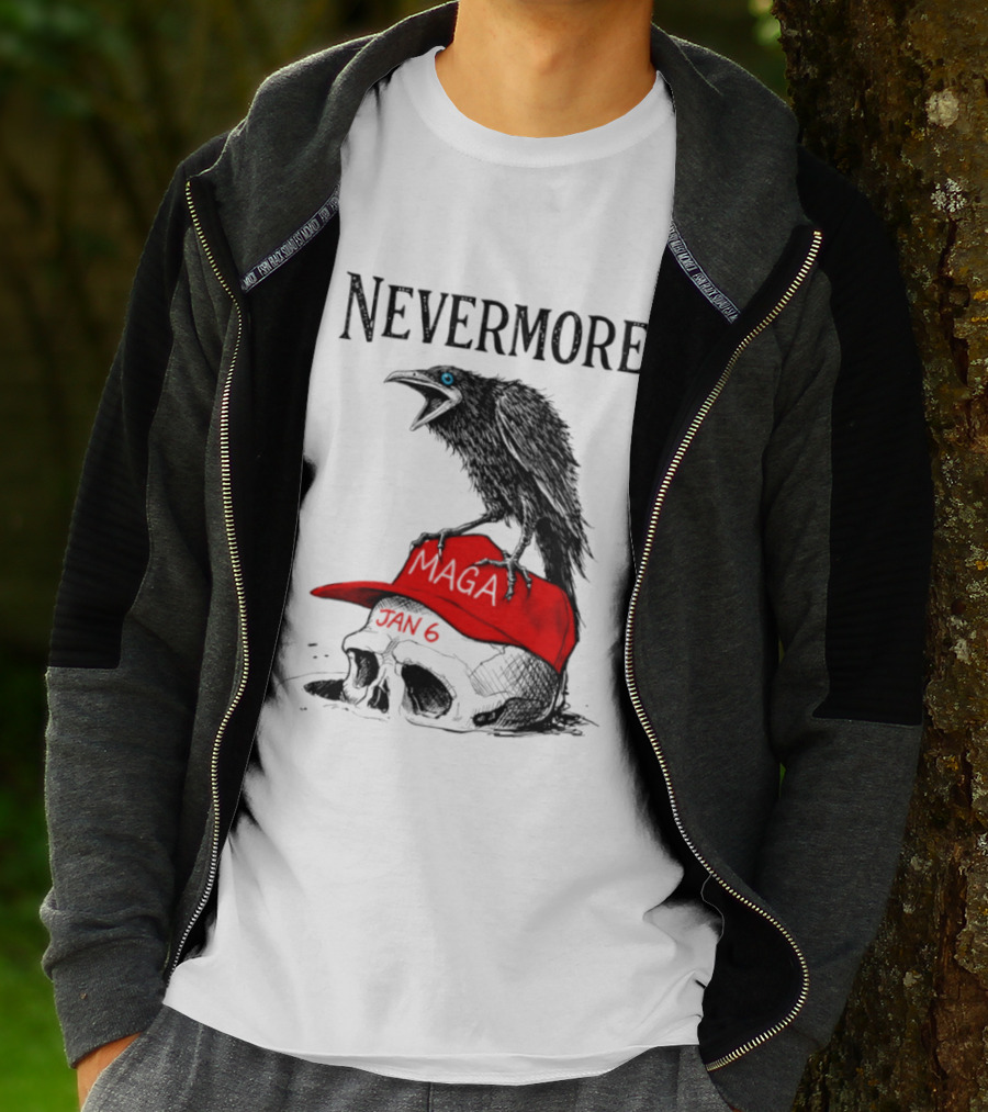 Nevermore Crow Maga January 6 Red Hat Skull T-Shirt