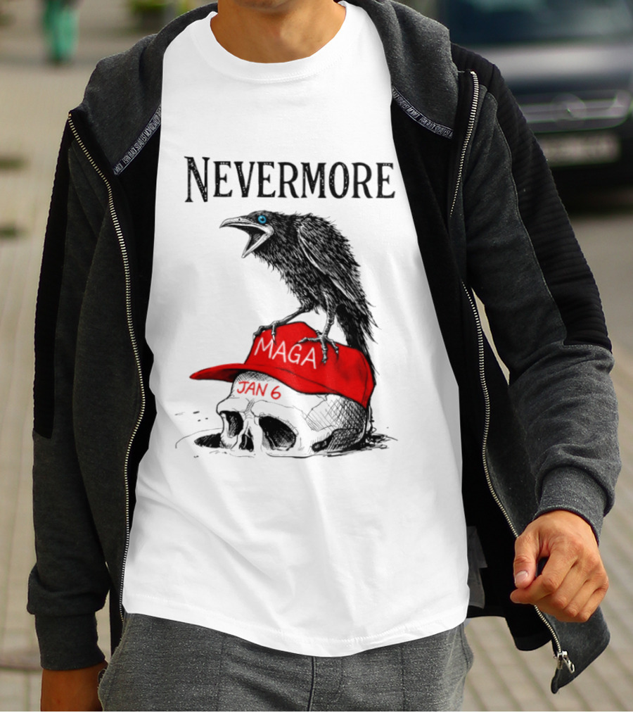 Nevermore Crow Maga January 6 Red Hat Skull T-Shirt