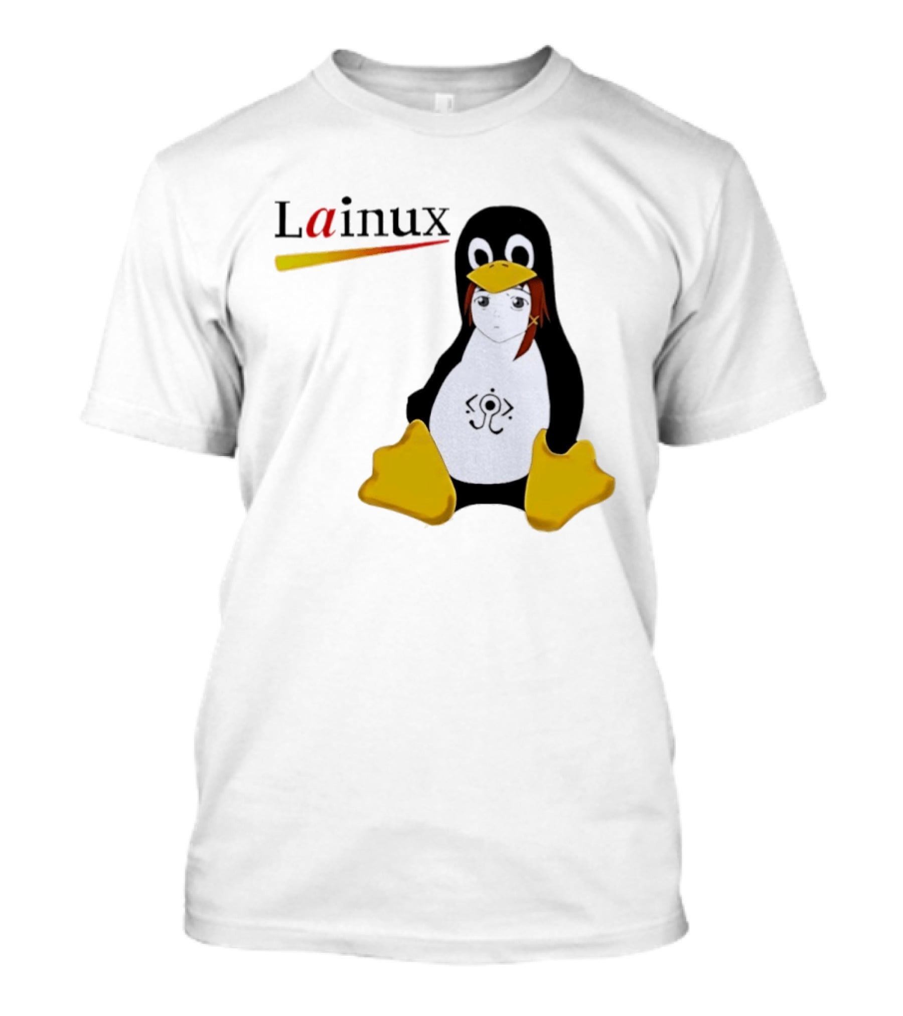 Lainux Lain Ux Linux Tux Mascot Penguin Anime T-Shirt