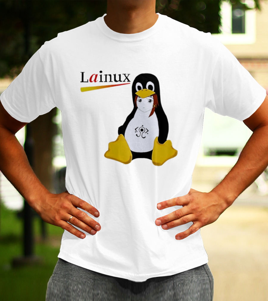 Lainux Lain Ux Linux Tux Mascot Penguin Anime T-Shirt