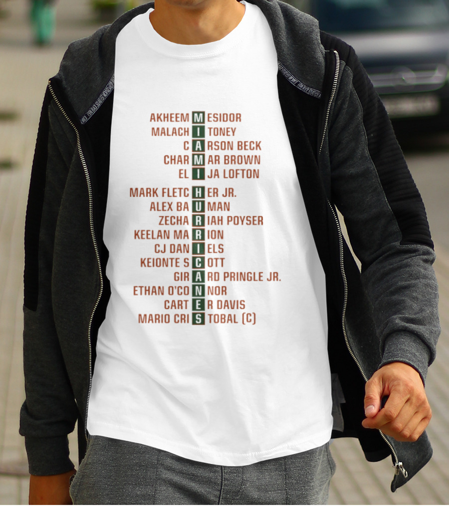 Miami Hurricanes Football Akheem Mesidor Malachi Toney Carson Back Charmar Brown T-Shirt