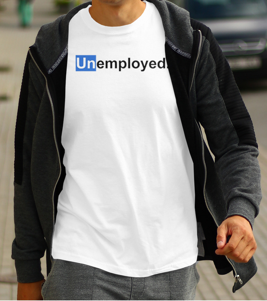 Unemployed UN Blue Box Wordplay T-Shirt